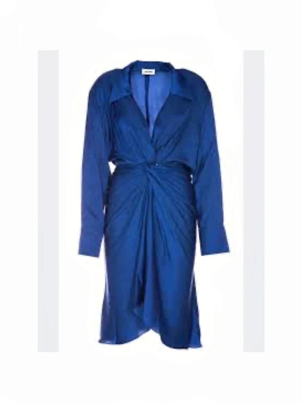 NWT Zadig & Voltaire Rozo Satin Dress Ruched Mini Dress Blue XS